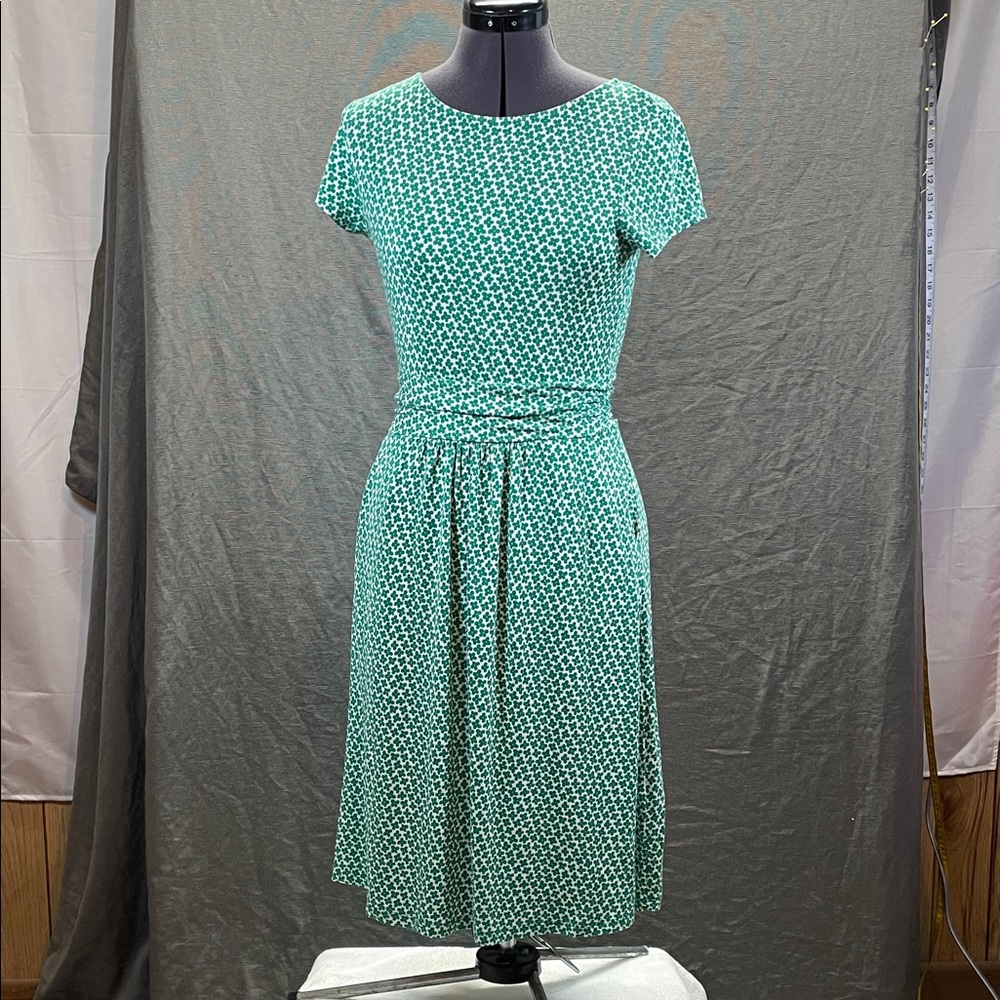 Boden Green A-Line Midi Dress with Short‎ Sleeves